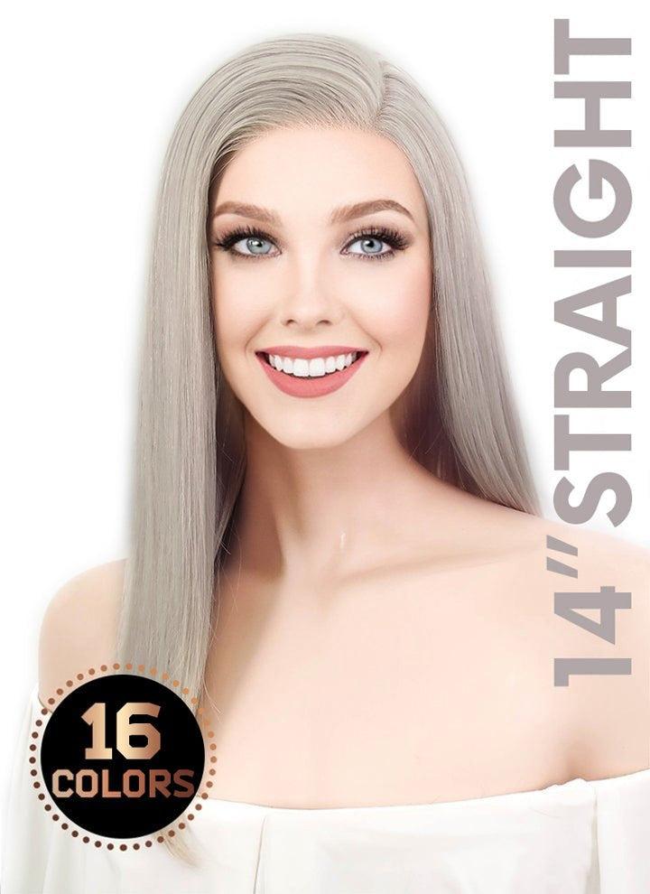 14" Long Straight Lace Front Remy Natural Hair Wig