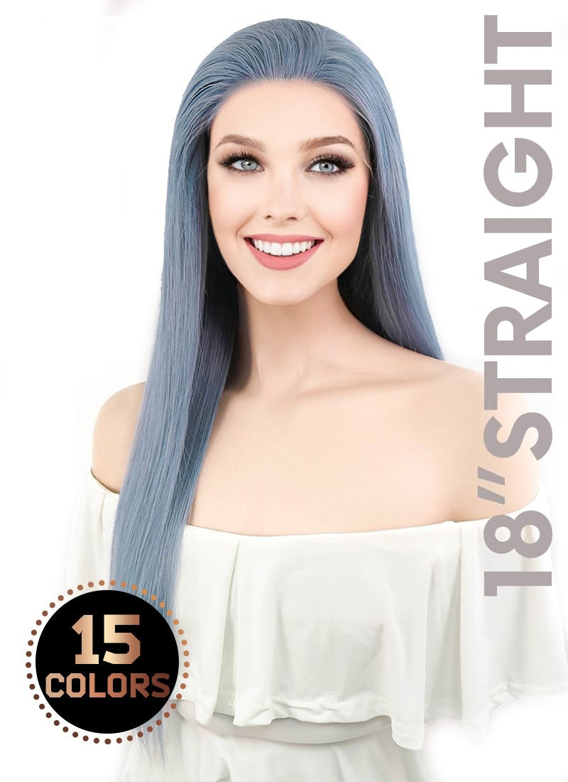 18" Long Straight Lace Front Remy Natural Hair Wig