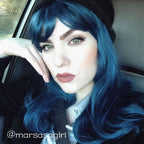 18" Long Wavy Mixed Dark Green Fashion Synthetic Hair Wig EY165