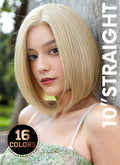 10" Medium Straight Bob Lace Front Remy Natural Hair Wig