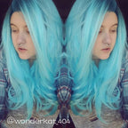 24" Wavy Two Tone Blue Lace Front Synthetic Wig LF340