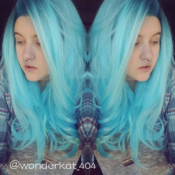 24" Wavy Two Tone Blue Lace Front Synthetic Wig LF340