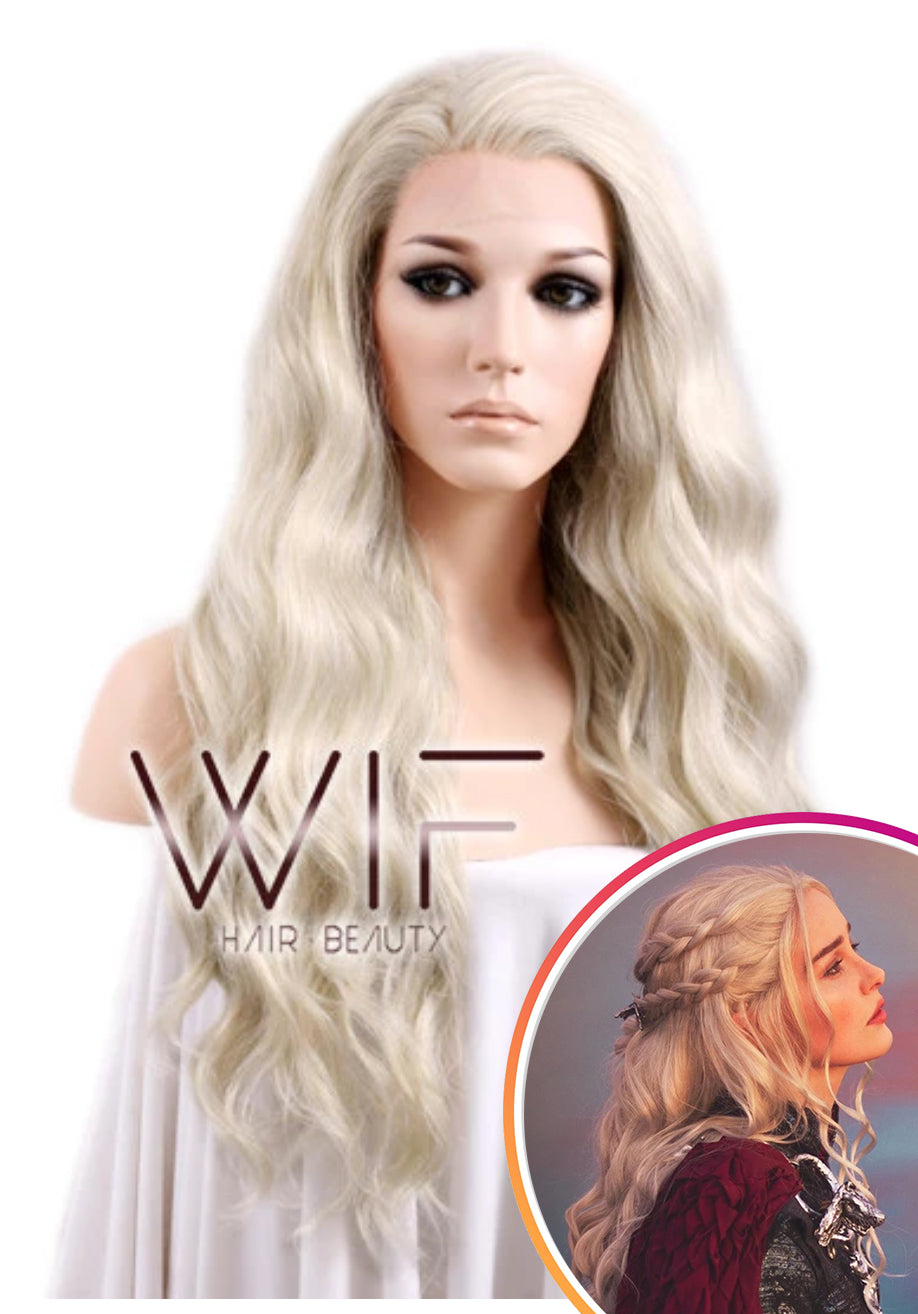 24" Straight Pink Grey Ombre With Dark Roots Lace Front Synthetic Wig LF1238