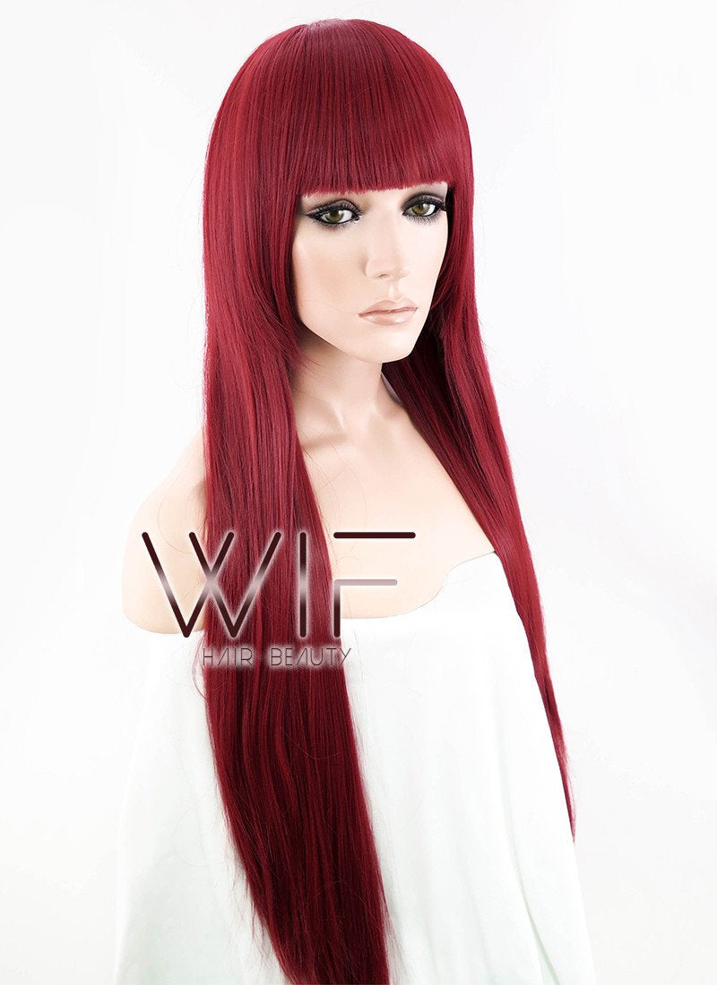 31" Straight Red Synthetic Wig CG47
