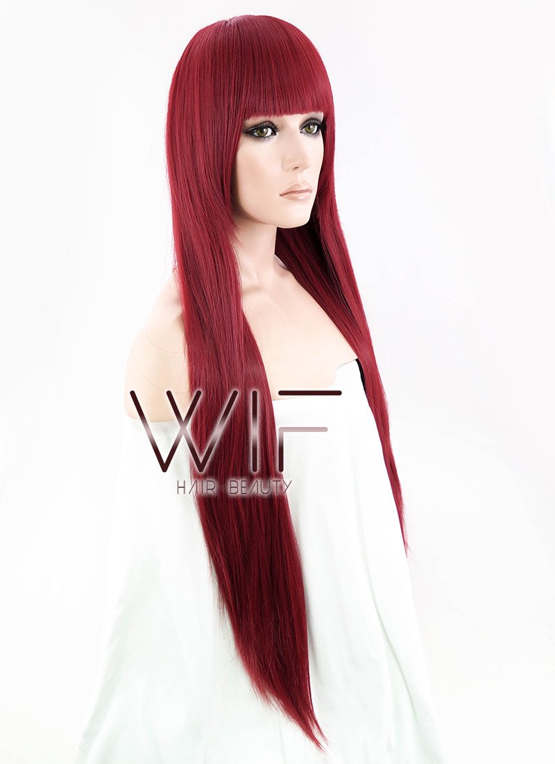31" Straight Red Synthetic Wig CG47