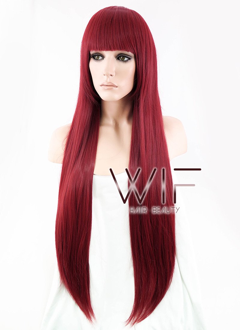 31" Straight Red Synthetic Wig CG47