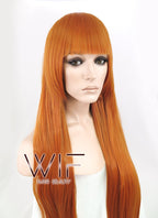 31" Straight Pumpkin Orange Synthetic Wig CG58