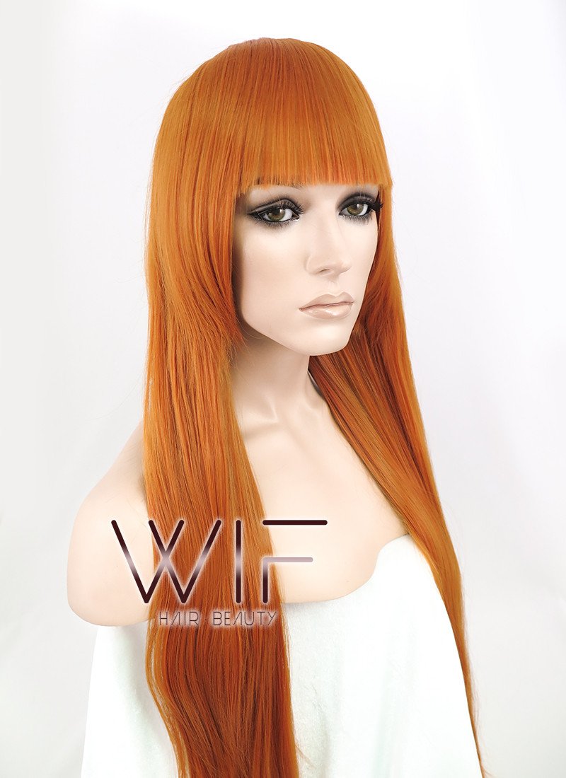 31" Straight Pumpkin Orange Synthetic Wig CG58