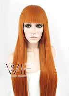31" Straight Pumpkin Orange Synthetic Wig CG58