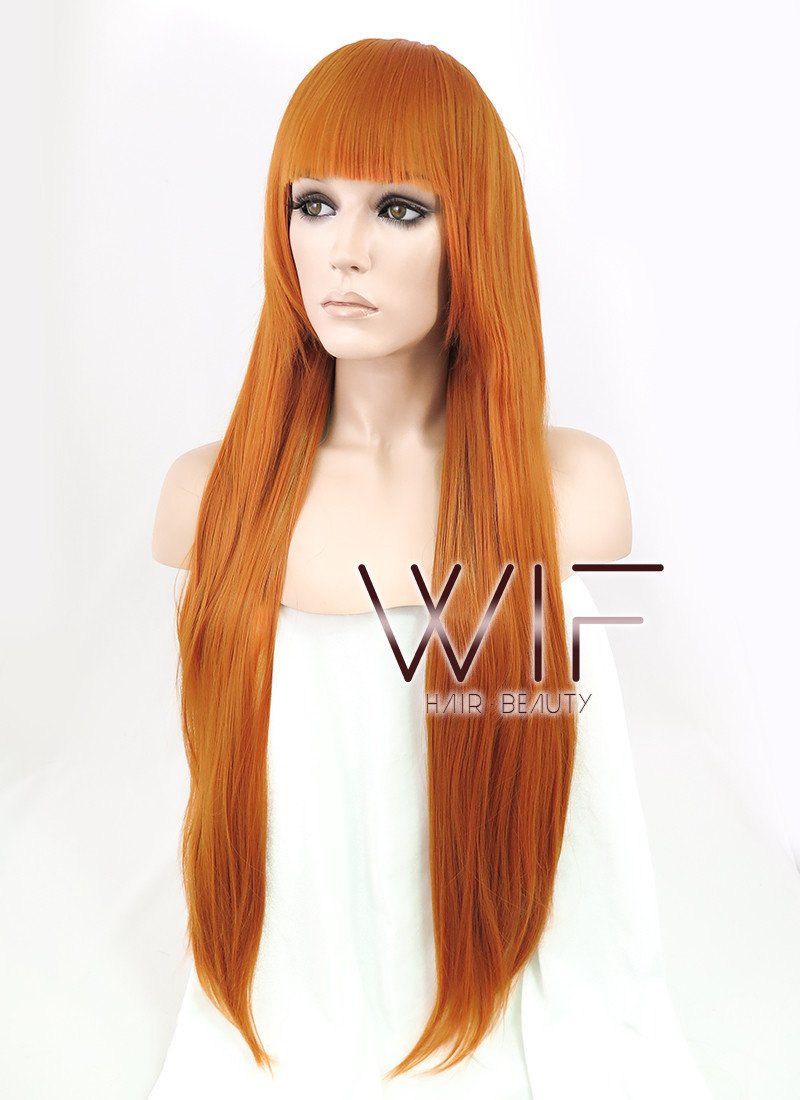 31" Straight Pumpkin Orange Synthetic Wig CG58