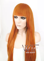 31" Straight Pumpkin Orange Synthetic Wig CG58
