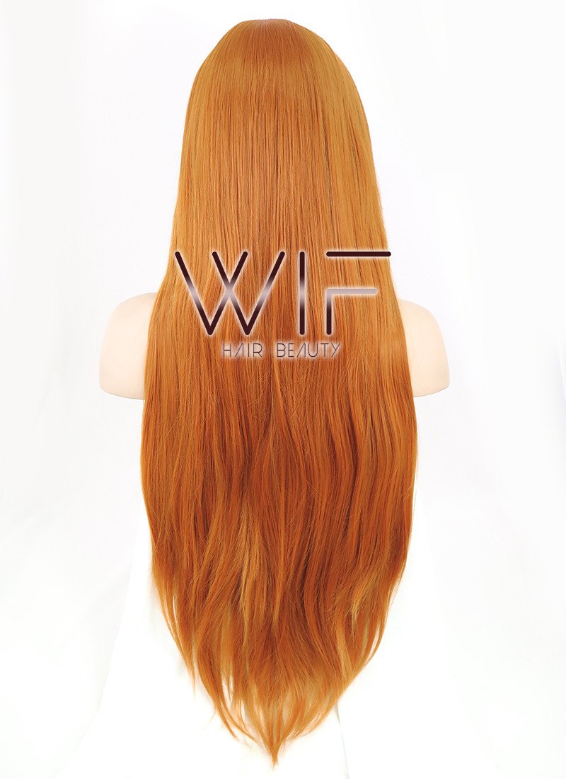 31" Straight Pumpkin Orange Synthetic Wig CG58
