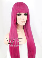 31" Straight Dark Pink Synthetic Wig CG76