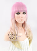 22" Wavy Pink Blonde Ombre Synthetic Wig CM017