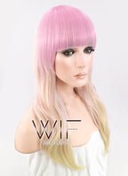 22" Wavy Pink Blonde Ombre Synthetic Wig CM017