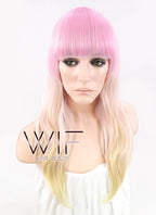 22" Wavy Pink Blonde Ombre Synthetic Wig CM017