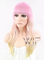 22" Wavy Pink Blonde Ombre Synthetic Wig CM017