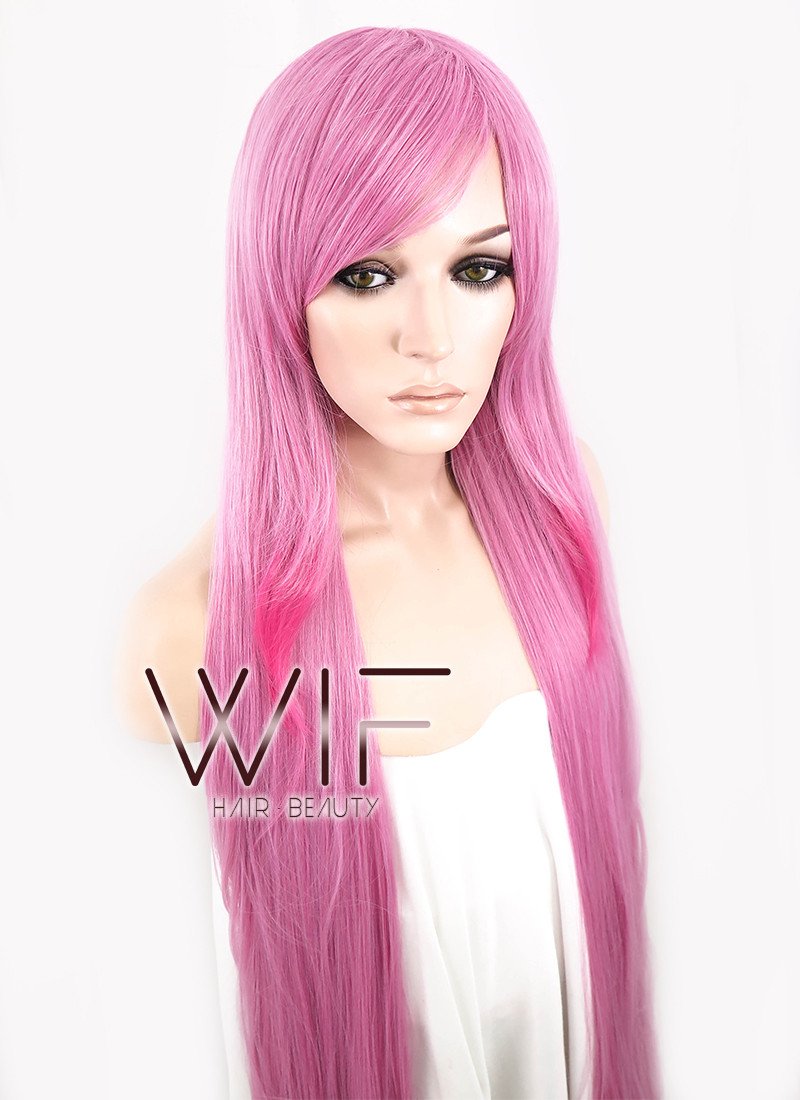 39" Straight Mixed Pink Synthetic Wig CM050
