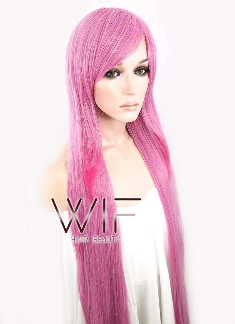 39" Straight Mixed Pink Synthetic Wig CM050