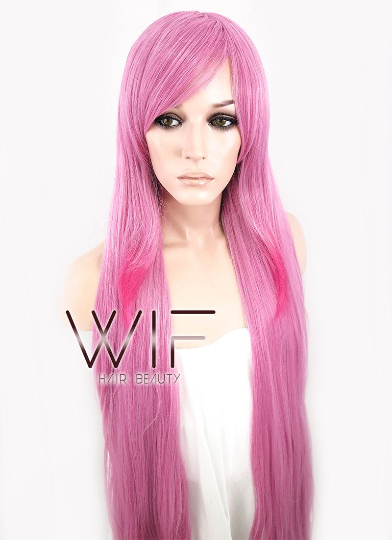 39" Straight Mixed Pink Synthetic Wig CM050