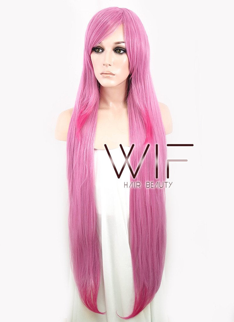 39" Straight Mixed Pink Synthetic Wig CM050