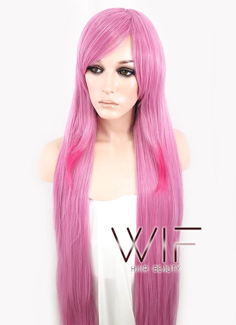 39" Straight Mixed Pink Synthetic Wig CM050