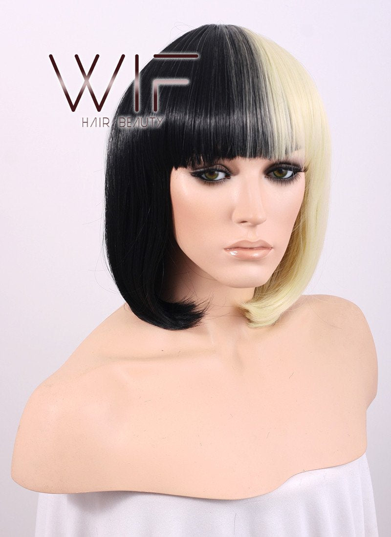 Short Straight Blonde Mixed Black Fashion Wig CM058