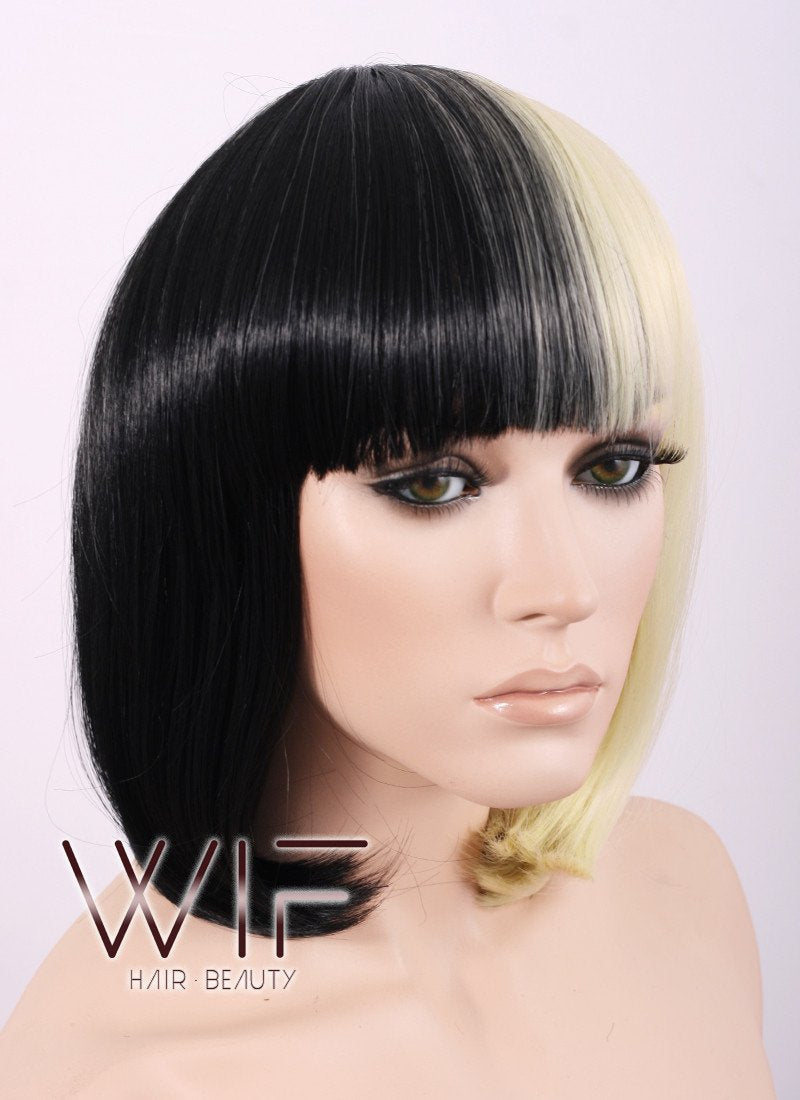 Short Straight Blonde Mixed Black Fashion Wig CM058