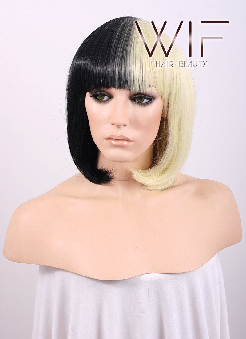 Short Straight Blonde Mixed Black Fashion Wig CM058