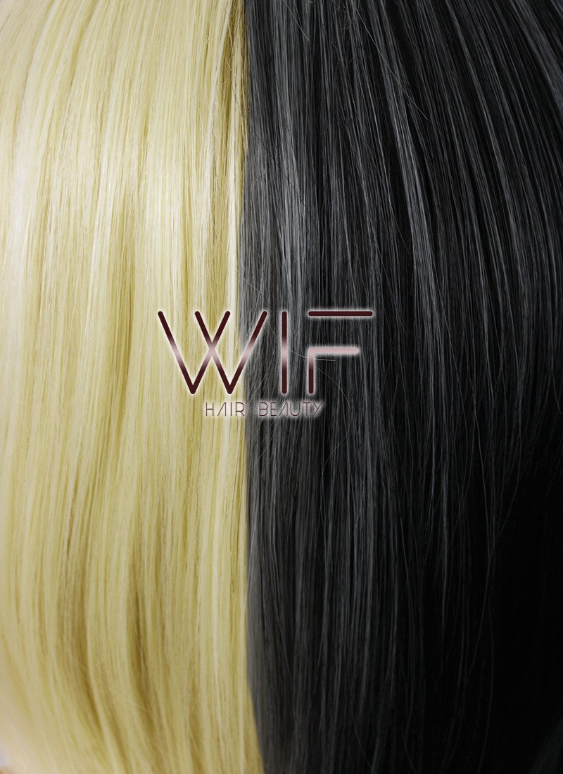 Short Straight Blonde Mixed Black Fashion Wig CM058