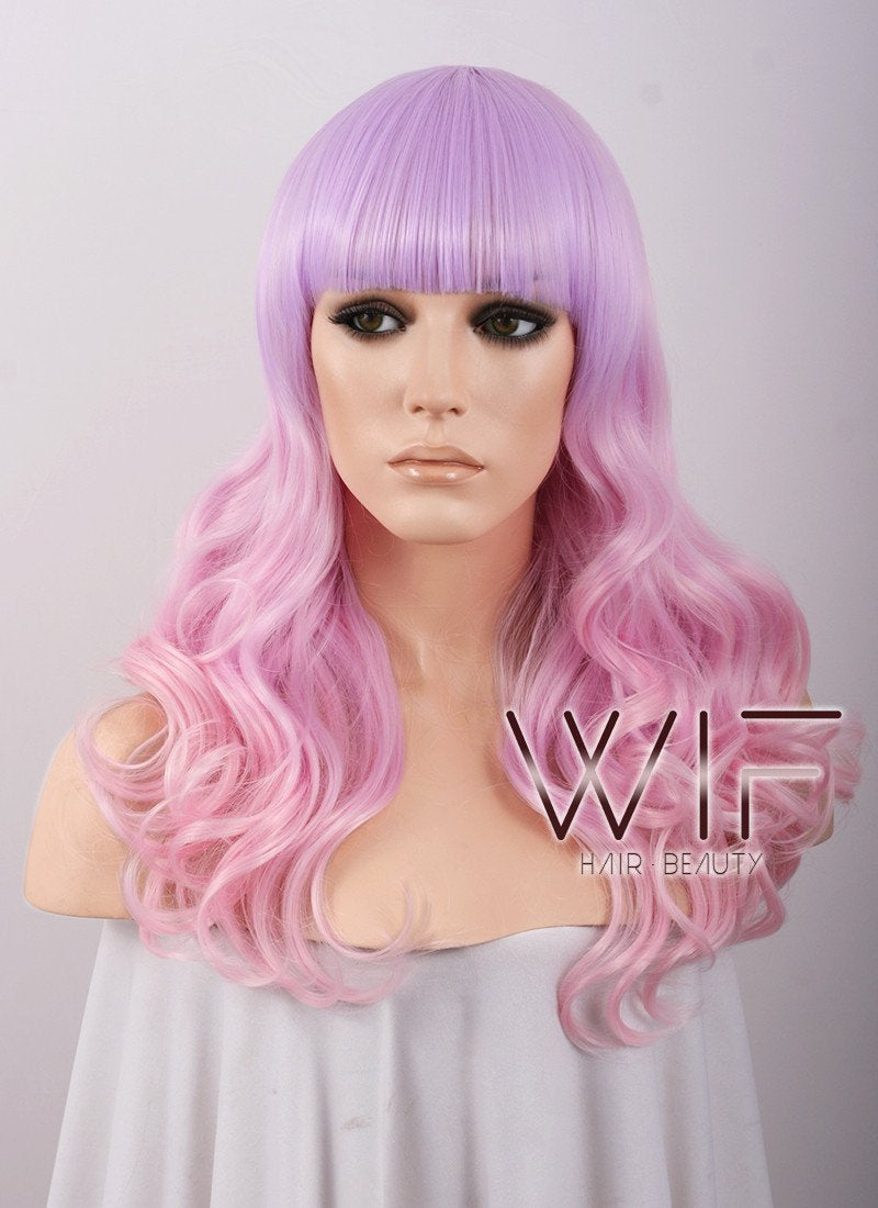 Long Curly Pink Mixed Purple Fashion Wig CM088