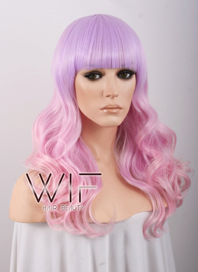 Long Curly Pink Mixed Purple Fashion Wig CM088