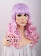 Long Curly Pink Mixed Purple Fashion Wig CM088