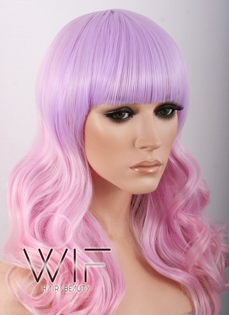 Long Curly Pink Mixed Purple Fashion Wig CM088