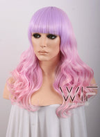 Long Curly Pink Mixed Purple Fashion Wig CM088