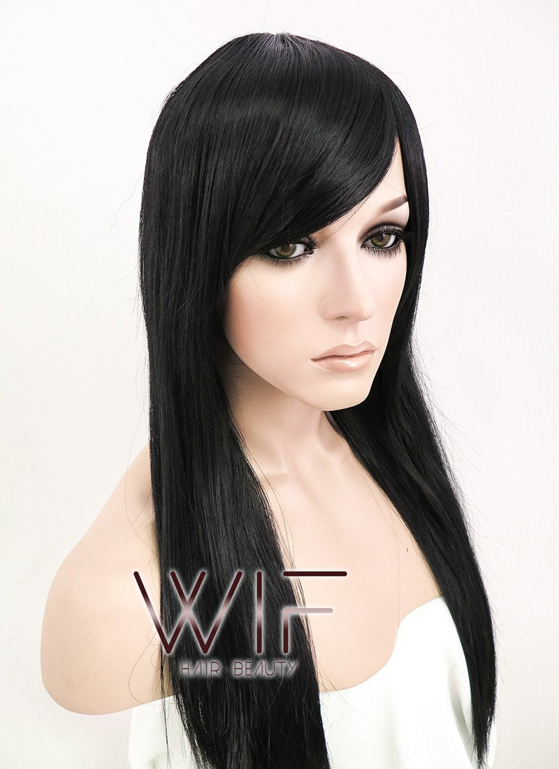 24" Straight Black Synthetic Wig CM101