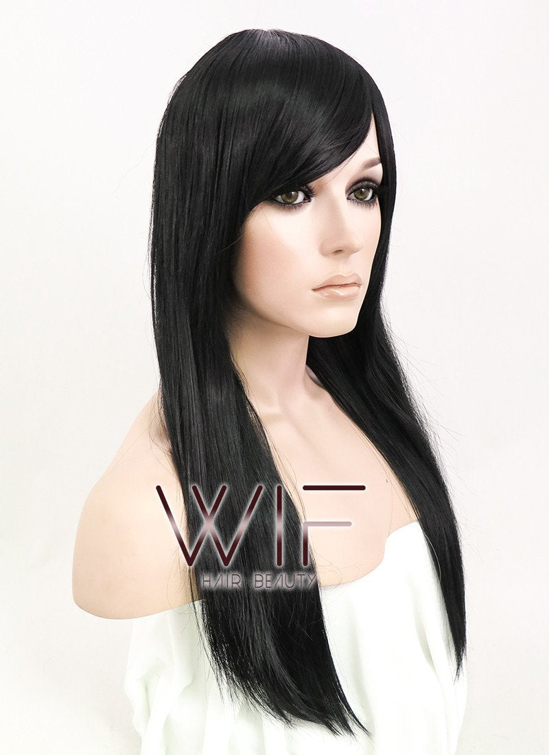 24" Straight Black Synthetic Wig CM101