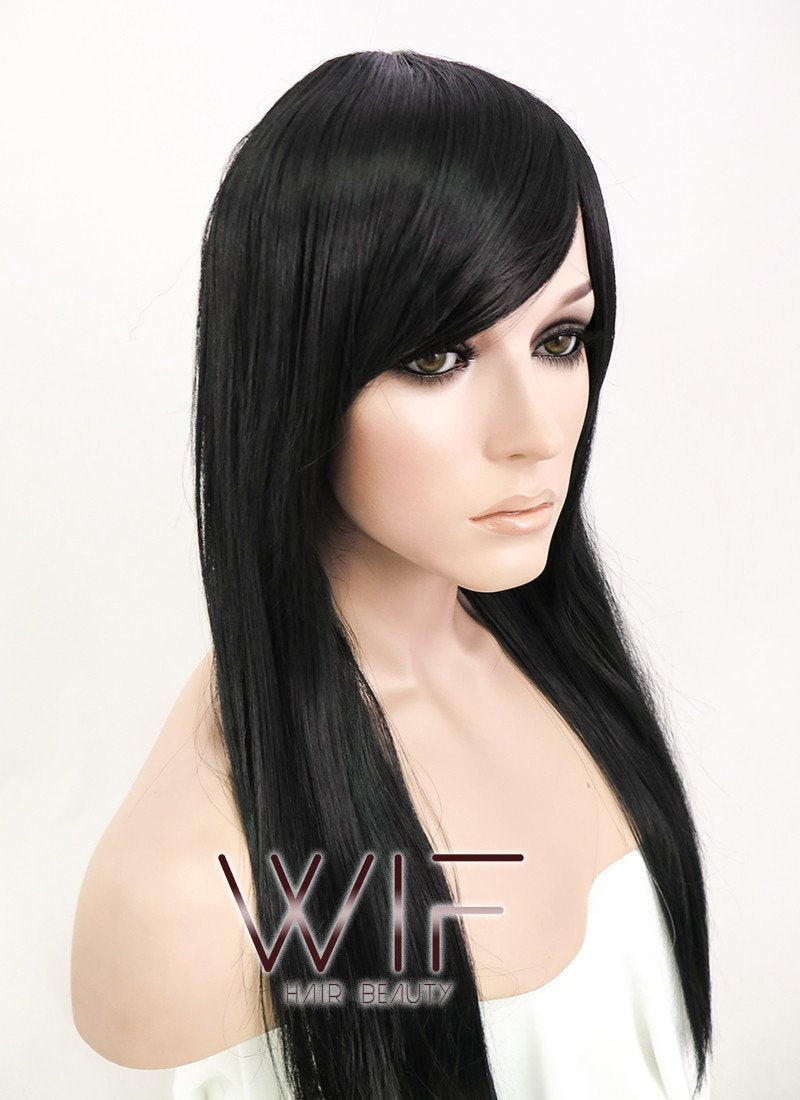 24" Straight Black Synthetic Wig CM101