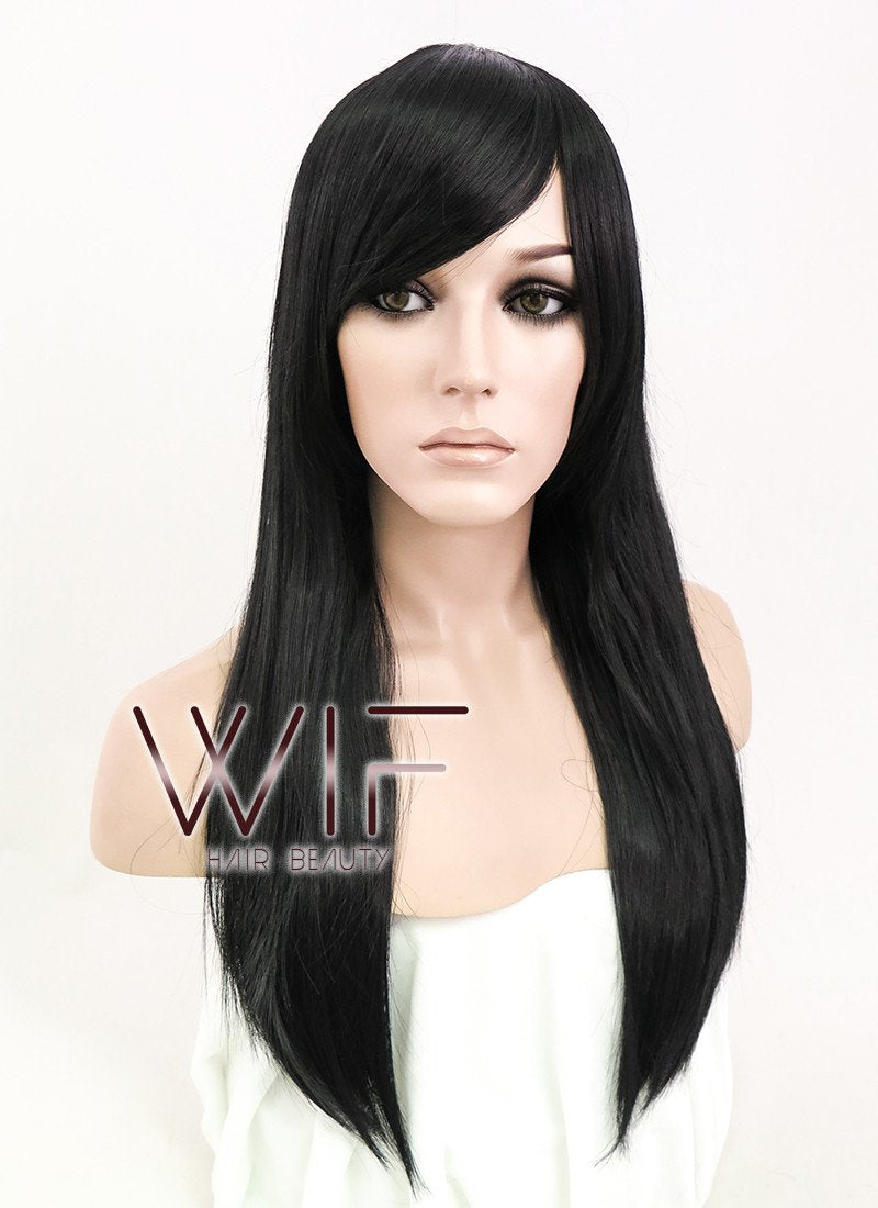 24" Straight Black Synthetic Wig CM101