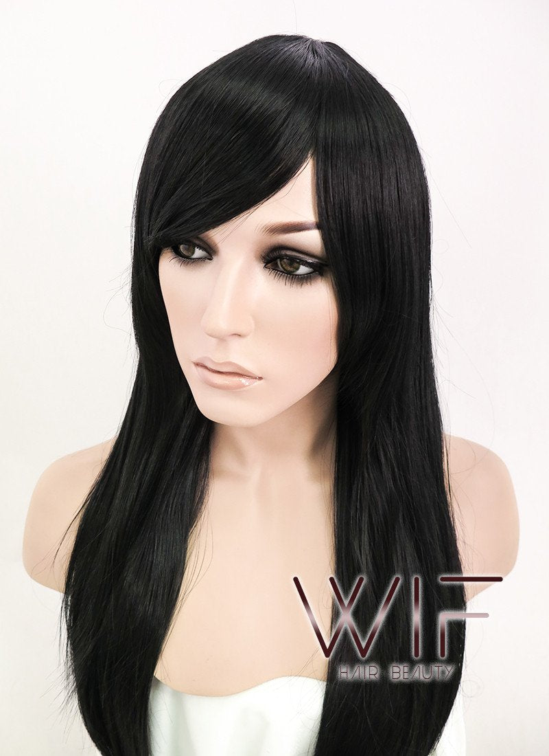 24" Straight Black Synthetic Wig CM101