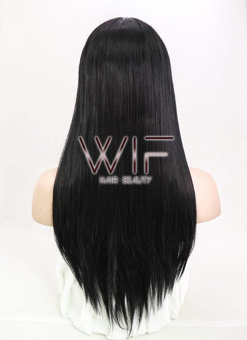 24" Straight Black Synthetic Wig CM101