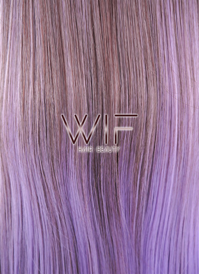 28" Straight Purple Mixed Brown Synthetic Wig CM130