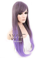 28" Straight Purple Mixed Brown Synthetic Wig CM130