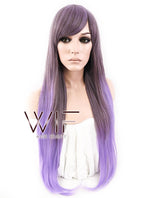 28" Straight Purple Mixed Brown Synthetic Wig CM130