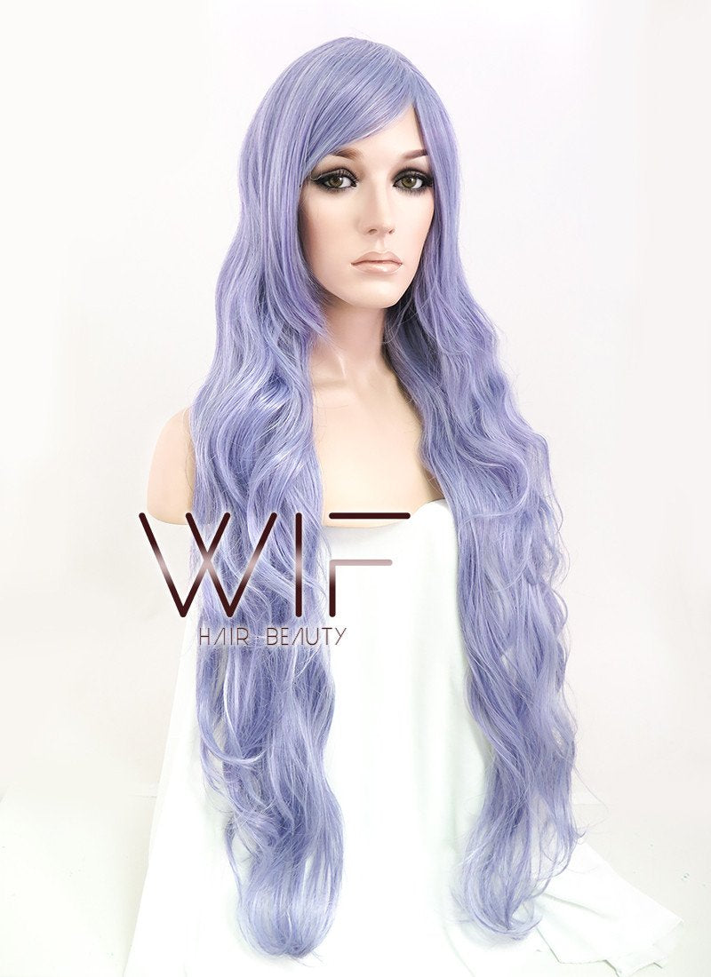 31" Wavy Silver Purple Synthetic Wig CM144