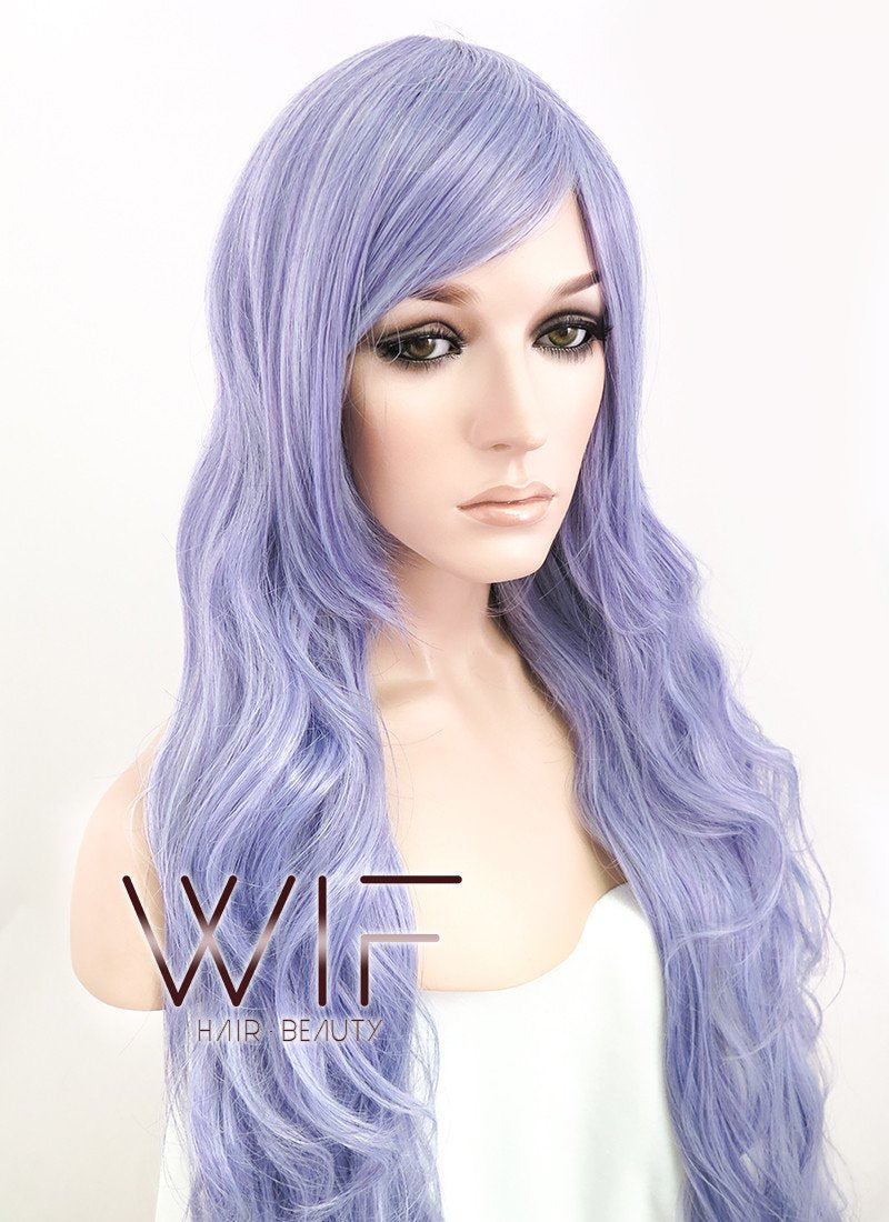 31" Wavy Silver Purple Synthetic Wig CM144