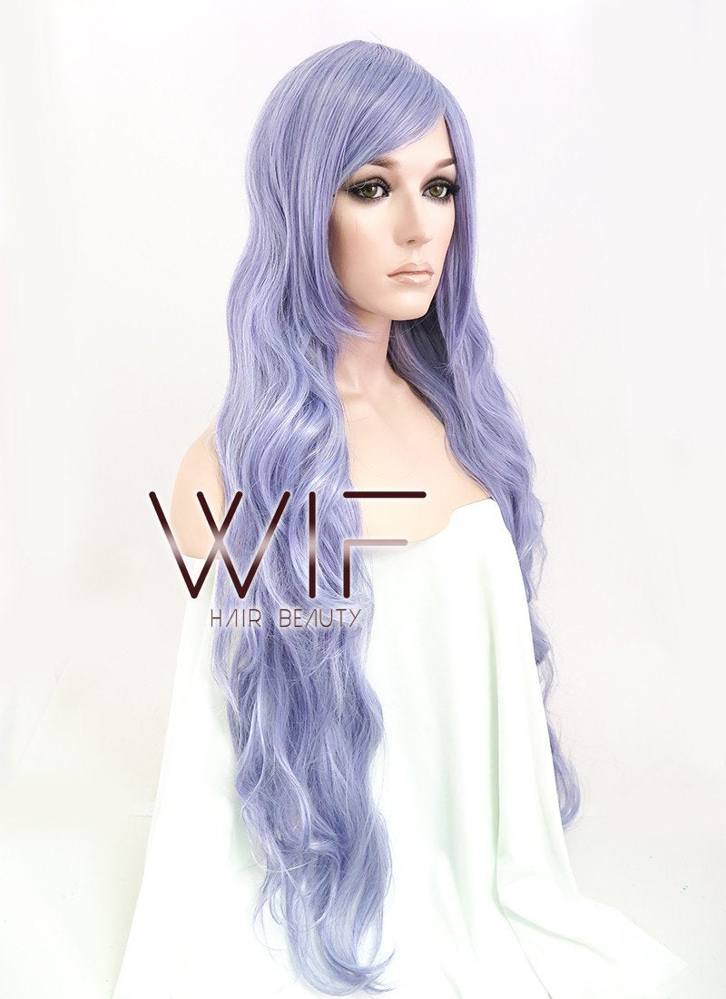 31" Wavy Silver Purple Synthetic Wig CM144