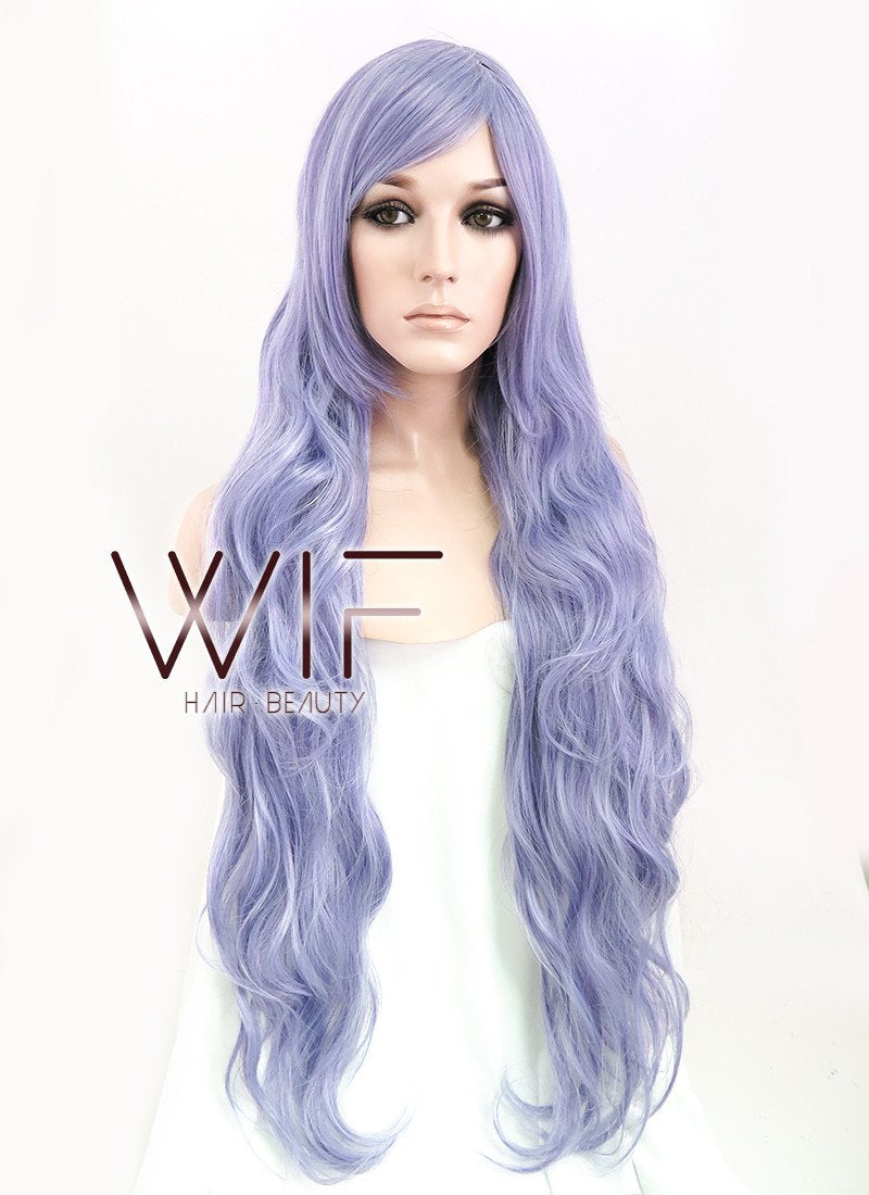 31" Wavy Silver Purple Synthetic Wig CM144