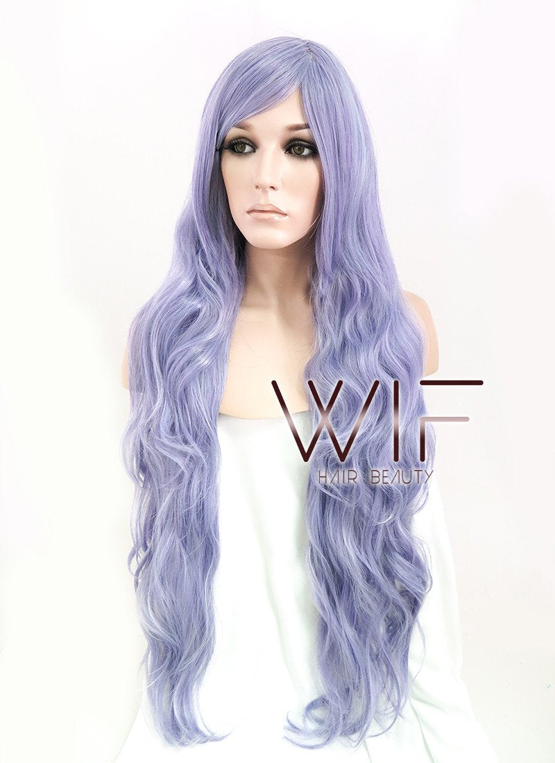 31" Wavy Silver Purple Synthetic Wig CM144