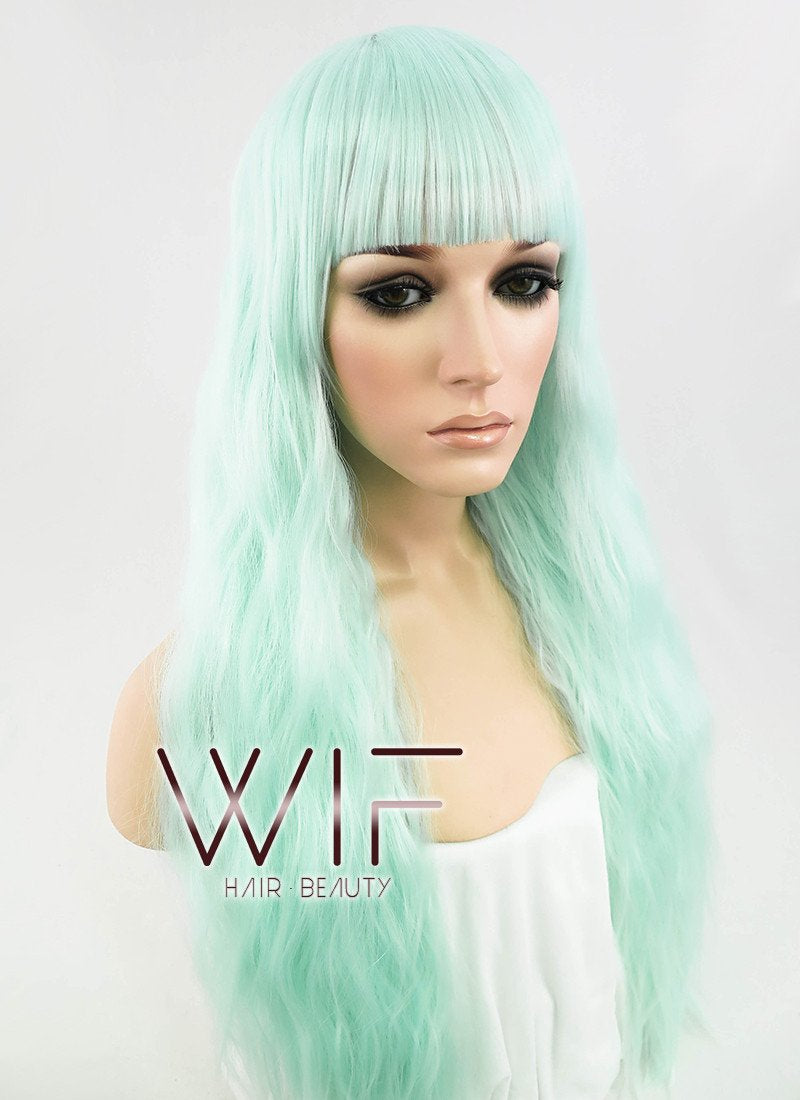 28" Wavy Light Green Synthetic Wig CM157